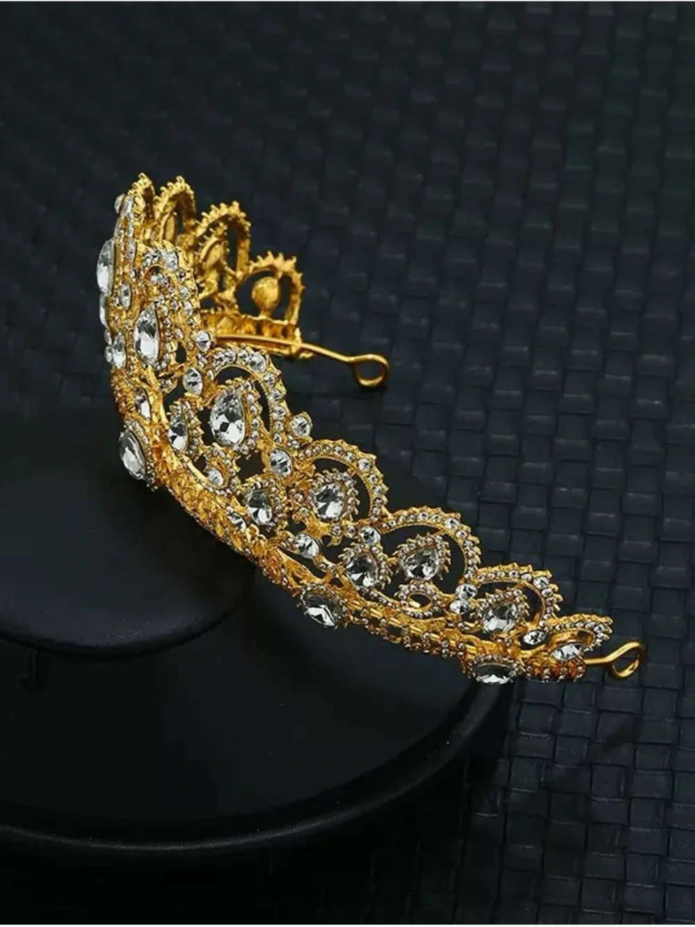 Gold Crystal Bridal Tiara Crown - Women Accessories